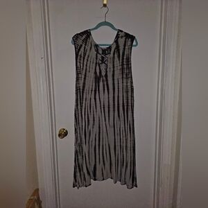 Rue21 Black and White Tie-Dye Lace-Up Maxi Dress